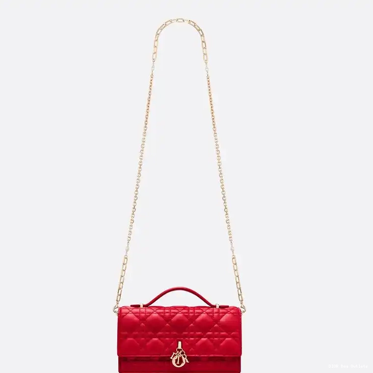 Cheap Hot Handle Cannage Miss Dior Lambskin Red Mini Top Bag 0223