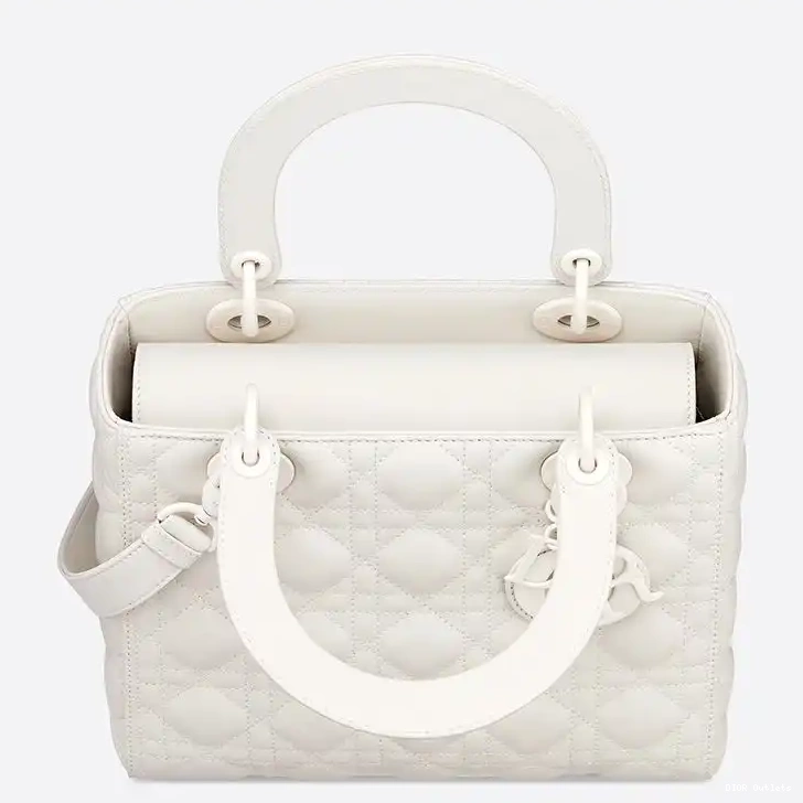 Affordable Hot Cannage Ultramatte Bag White Calfskin Lady Medium Dior 0217