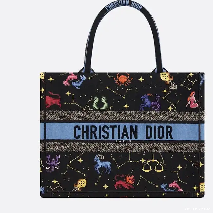 Affordable Hot Tote Dior Canvas Pixel Zodiac Motif Book Black 0217