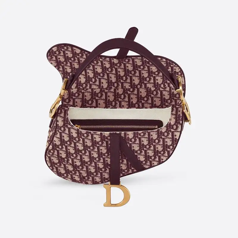 Cheap Hot Dior Saddle Bag Oblique Motif Canvas Burgundy 0206