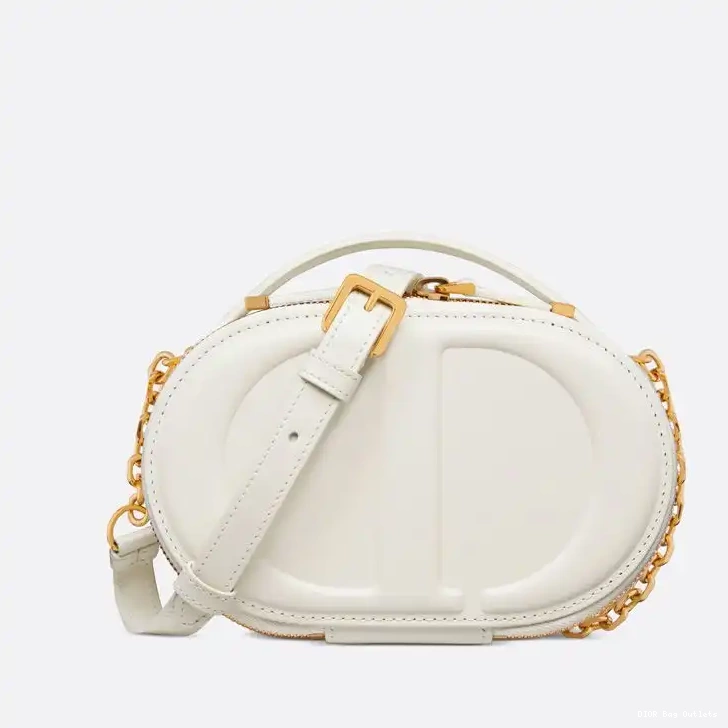 Affordable Hot CD Oval Signature White Camera Calfskin Bag Dior 0215