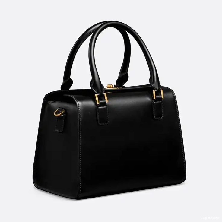 Cheap Hot Medium Black Boston Calfskin Box Bag Dior 0227