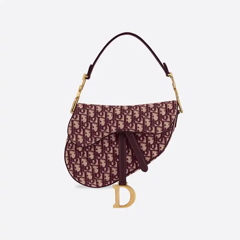 Cheap Hot Dior Saddle Bag Oblique Motif Canvas Burgundy 0206