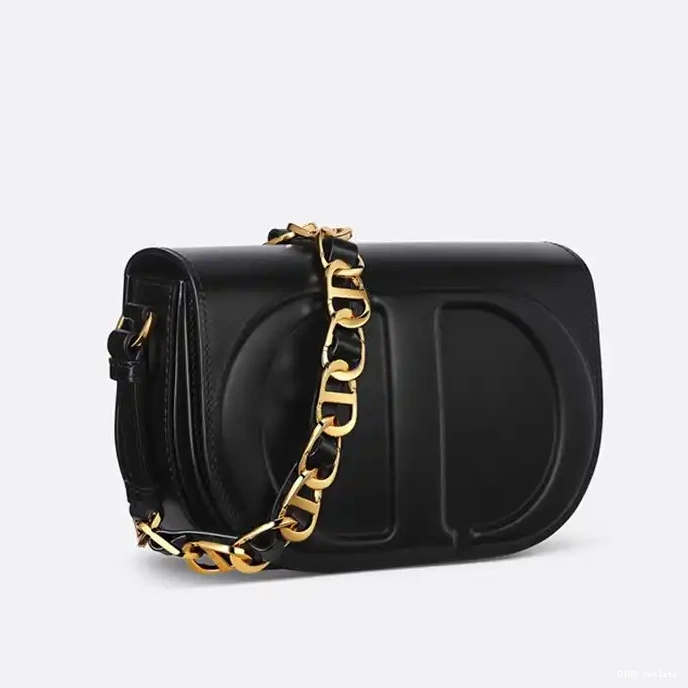 Affordable Hot Signature Messenger CD Dior Box Mini Calfskin Black 0218