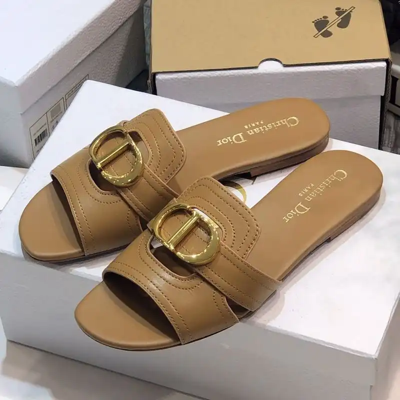 Affordable Hot Dior 30 Montaigne Slides Women Calfskin Khaki 0203