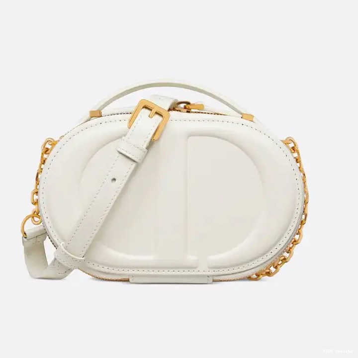 Affordable Hot White Oval Signature Bag Dior Calfskin CD Camera 0226