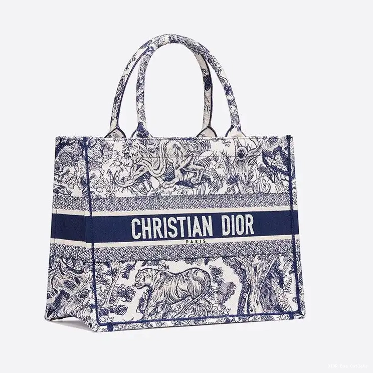 Cheap Hot Canvas Dior Tote Book Jouy Motif Blue Toile De 0224