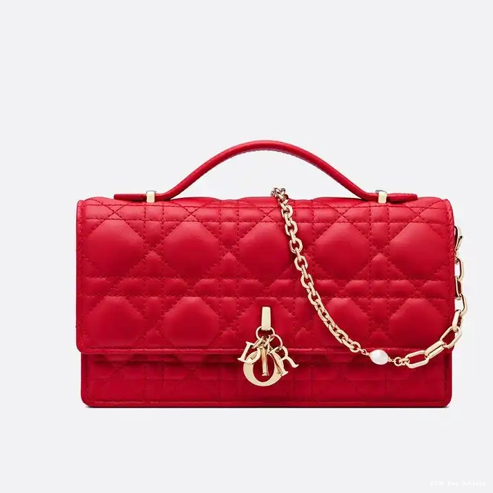 Cheap Hot Handle Cannage Miss Dior Lambskin Red Mini Top Bag 0223