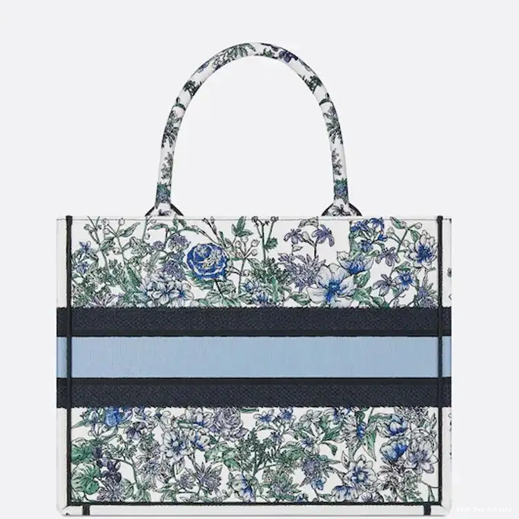 Affordable Hot White Flowers Dior Canvas Book Motif Constellation Blue Tote 0217