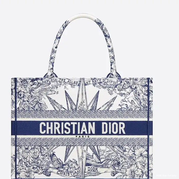 Cheap Hot Dior Canvas d'Infini Reve Motif Blue Book Tote 0219