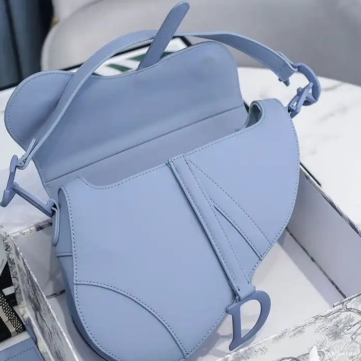 Affordable Hot Dior Ultramatte Blue Bag Saddle Calfskin 0227