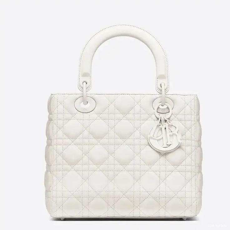 Affordable Hot Cannage Ultramatte Bag White Calfskin Lady Medium Dior 0217