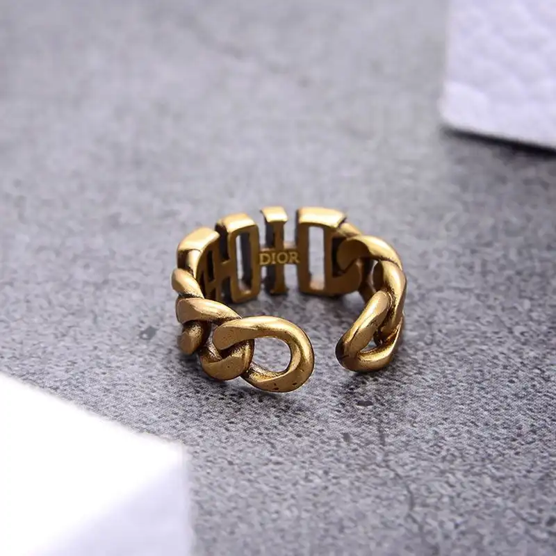 Affordable Hot Dior Open Chain Evolution Ring Metal Gold 0204