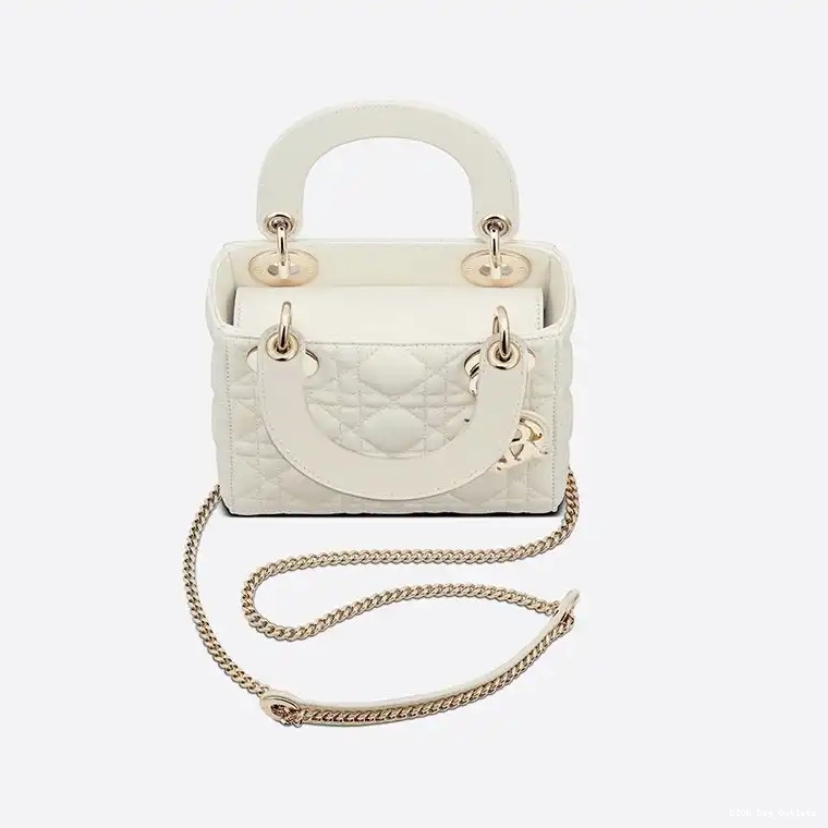 Affordable Hot Dior Lambskin Mini Bag Cannage White Lady 0210