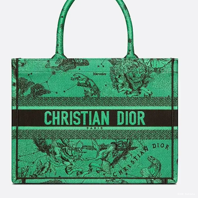 Affordable Hot de Jouy Motif Canvas Dior Zodiac Book Green Tote Toile 0217